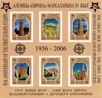 KYRGYZSTAN 2005 Mi BL 44B 50th ANNIVERSARY OF CEPT EUROPA IMPERFORATED MINT MINIATURE FULL SHEET ** - Kirghizistan