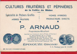 Carte De Visite 26 DROME EPINOUZE Cultures Fruitières Et Pépinières P.ARNAUD  - F3 - Cartes De Visite