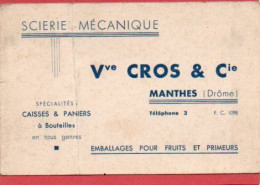 Carte De Visite 26 DROME MANTHES Scierie CROS - F3 - Cartes De Visite