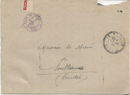 LETTRE  EN FRANCHISE AVEC OBLITERATION PERLEE  - LE PERRIER - VENDEE -1944 - 1921-1960: Période Moderne