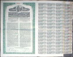 7% Greek Government Refugee Loan 1000$ Gold Bond 1924 Uncancelled + Coupons - Chemin De Fer & Tramway