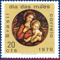 Ref. BR-1163 BRAZIL 1970 - MADONNA, FROM SAN ANTONIOMONASTERY, RJ, PAINTING, MI# 1256, MNH, MOTHER'S DAY 1V Sc# 1163 - Mother's Day