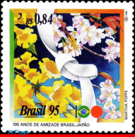 Ref. BR-2534 BRAZIL 1995 - WITH JAPAN, FRIENDSHIP,FLOWERS, MI# 2643, MNH, JOINT ISSUE 1V Sc# 2534 - Emissions Communes