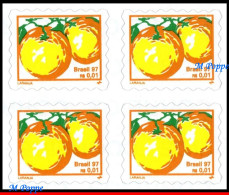 Ref. BR-2636H-Q BRAZIL 1998 - ORANGES,RHM 749 B3, BLOCK MNH, FRUITS 4V Sc# 2636H - Unused Stamps