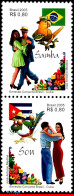 Ref. BR-2967-68-S BRAZIL 2005 - SAMBA, CUBAN SON, FLAGSJOINT ISSUE, DANCE, SE-TENANT MNH, MUSIC 2V Sc# 2967-2968 - Musique