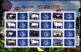 Ref. BR-3077-1 BRAZIL 2009 - EXPOSURE ZEBU, CATTLE,SHEET PERSONALIZED MNH, ANIMALS, FAUNA 12V Sc# 3077 - Personalized Stamps