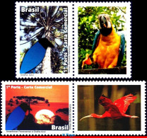 Ref. BR-3203-04-1 BRAZIL 2011 - BLUE JACKDAW AND DAWNPARANA, MANED, PARROT, PERSONALIZED MNH, BIRDS 2V Sc# 3203-3204 - Personalized Stamps