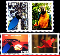 Ref. BR-3203-04-1 BRAZIL 2011 - BLUE JACKDAW AND DAWNPARANA, MANED, PARROT, PERSONALIZED MNH, BIRDS 2V Sc# 3203-3204 - Gepersonaliseerde Postzegels