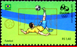 Ref. BR-3318W BRAZIL 2015 - OLYMPIC GAMES, RIO 2016,FOOTBALL/SOCCER, STAMP OF 4TH SHEET, MNH, SPORTS 1V Sc# 3318W - Eté 2016: Rio De Janeiro