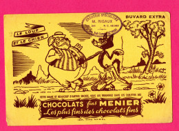 BUVARD & Blotting Paper : Chocolat MENIER  Fable De La Fontaine  LE LOUP Et Le CHIEN - Cocoa & Chocolat
