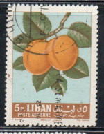 LIBANO LEBANON LIBAN 1962 AIR POST MAIL AIRMAIL FRUITS APRICOTS 5p USED USATO OBLITERE' - Lebanon