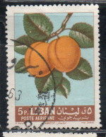 LIBANO LEBANON LIBAN 1962 AIR POST MAIL AIRMAIL FRUITS APRICOTS 5p USED USATO OBLITERE' - Lebanon