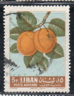 LIBANO LEBANON LIBAN 1962 AIR POST MAIL AIRMAIL FRUITS APRICOTS 5p USED USATO OBLITERE' - Lebanon