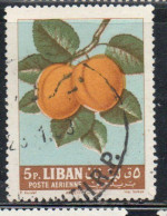 LIBANO LEBANON LIBAN 1962 AIR POST MAIL AIRMAIL FRUITS APRICOTS 5p USED USATO OBLITERE' - Lebanon