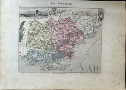 Gravure 19 ème.  Atlas Migeon  1872 CARTE DU DÉPARTEMENT  "Var   83 "  ( Prix Très Bas, Cause Retraite ) - Cartes Géographiques