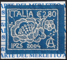 2004 Italy Blossom Embroidery Stamp (Embroidery On Cotton Fabric, Self Adhesive) - Errori Sui Francobolli
