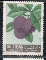 LIBANO LEBANON LIBAN 1962 AIR POST MAIL AIRMAIL FRUITS PLUMS 10p USED USATO OBLITERE' - Lebanon