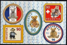 2002 Switzerland Centenary Of Teddy Bear Set (Oval Shaped, Self Adhesive) - Errori Sui Francobolli