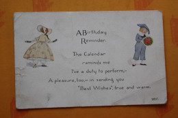 Little Girl- Birthday Reminder- Vintage Postcard 1900s Humour - Valentijnsdag