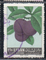 LIBANO LEBANON LIBAN 1962 AIR POST MAIL AIRMAIL FRUITS PLUMS 10p USED USATO OBLITERE' - Lebanon