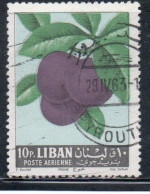 LIBANO LEBANON LIBAN 1962 AIR POST MAIL AIRMAIL FRUITS PLUMS 10p USED USATO OBLITERE' - Lebanon