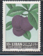 LIBANO LEBANON LIBAN 1962 AIR POST MAIL AIRMAIL FRUITS PLUMS 10p USED USATO OBLITERE' - Lebanon