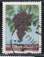 LIBANO LEBANON LIBAN 1962 FRUITS GRAPES 10p USED USATO OBLITERE' - Lebanon