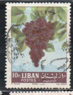 LIBANO LEBANON LIBAN 1962 FRUITS GRAPES 10p USED USATO OBLITERE' - Lebanon