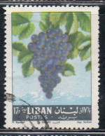 LIBANO LEBANON LIBAN 1962 FRUITS GRAPES 17 1/2p USED USATO OBLITERE' - Lebanon