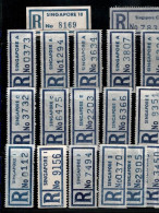 ! 2 Steckkarten Mit 40 R-Zetteln Aus Singapur, Singapore, Einschreibzettel, Reco Label - Singapore (1959-...)