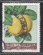 LIBANO LEBANON LIBAN 1962 AIR POST MAIL AIRMAIL FRUITS APPLES 20p USED USATO OBLITERE' - Lebanon