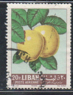 LIBANO LEBANON LIBAN 1962 AIR POST MAIL AIRMAIL FRUITS APPLES 20p USED USATO OBLITERE' - Lebanon