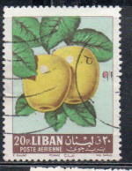 LIBANO LEBANON LIBAN 1962 AIR POST MAIL AIRMAIL FRUITS APPLES 20p USED USATO OBLITERE' - Lebanon