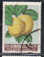 LIBANO LEBANON LIBAN 1962 AIR POST MAIL AIRMAIL FRUITS APPLES 20p USED USATO OBLITERE' - Lebanon