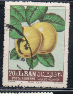 LIBANO LEBANON LIBAN 1962 AIR POST MAIL AIRMAIL FRUITS APPLES 20p USED USATO OBLITERE' - Lebanon