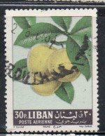 LIBANO LEBANON LIBAN 1962 AIR POST MAIL AIRMAIL FRUITS PLUMS 30p USED USATO OBLITERE' - Lebanon