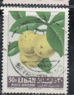 LIBANO LEBANON LIBAN 1962 AIR POST MAIL AIRMAIL FRUITS PLUMS 30p USED USATO OBLITERE' - Lebanon