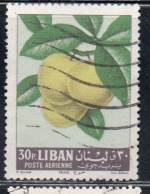 LIBANO LEBANON LIBAN 1962 AIR POST MAIL AIRMAIL FRUITS PLUMS 30p USED USATO OBLITERE' - Lebanon