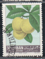 LIBANO LEBANON LIBAN 1962 AIR POST MAIL AIRMAIL FRUITS PLUMS 30p USED USATO OBLITERE' - Lebanon