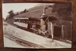 Photo Ancienne 1890's Locomotive à Vapeur Alpine Train Voyageurs Montagne Suisse France Tirage Print Vintage - Oud (voor 1900)