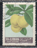 LIBANO LEBANON LIBAN 1962 AIR POST MAIL AIRMAIL FRUITS PLUMS 30p USED USATO OBLITERE' - Lebanon