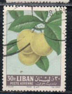 LIBANO LEBANON LIBAN 1962 AIR POST MAIL AIRMAIL FRUITS PLUMS 30p USED USATO OBLITERE' - Lebanon