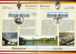 2003 Joint/Gemeinschaftsausgabe Germany And Austria, MIXED FDC SOUVENIR FOLDER  2+2 STAMPS: Salzach Bridge - Emissions Communes