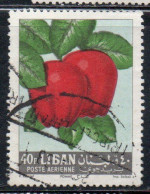 LIBANO LEBANON LIBAN 1962 AIR POST MAIL AIRMAIL FRUITS APPLES 40p USED USATO OBLITERE' - Lebanon