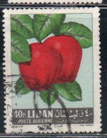 LIBANO LEBANON LIBAN 1962 AIR POST MAIL AIRMAIL FRUITS APPLES 40p USED USATO OBLITERE' - Lebanon