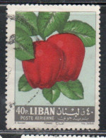 LIBANO LEBANON LIBAN 1962 AIR POST MAIL AIRMAIL FRUITS APPLES 40p USED USATO OBLITERE' - Lebanon