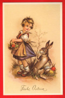 ZWE-25  Joyeuses Pâques Frohe Ostern. Lapin Oeufs Et Petite Fille.   NC - Easter