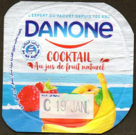 Label Opercule Cover Yaourt Yogurt " Danone " Cocktail Yoghurt Yoghourt Yahourt Yogourt - French Script - Milk Tops (Milk Lids)