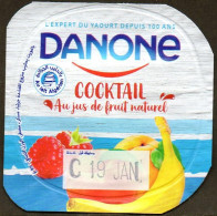 Label Opercule Cover Yaourt Yogurt " Danone " Cocktail Yoghurt Yoghourt Yahourt Yogourt - French Script - Coperchietti Di Panna Per Caffè