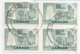 19246) Canada 1953  Block Ontario Closed Post Office Postmark Cancel - Usados